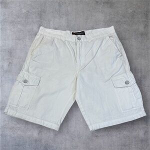 Southpole Mens Cargo Shorts White 90s Y2K Style Size 36
